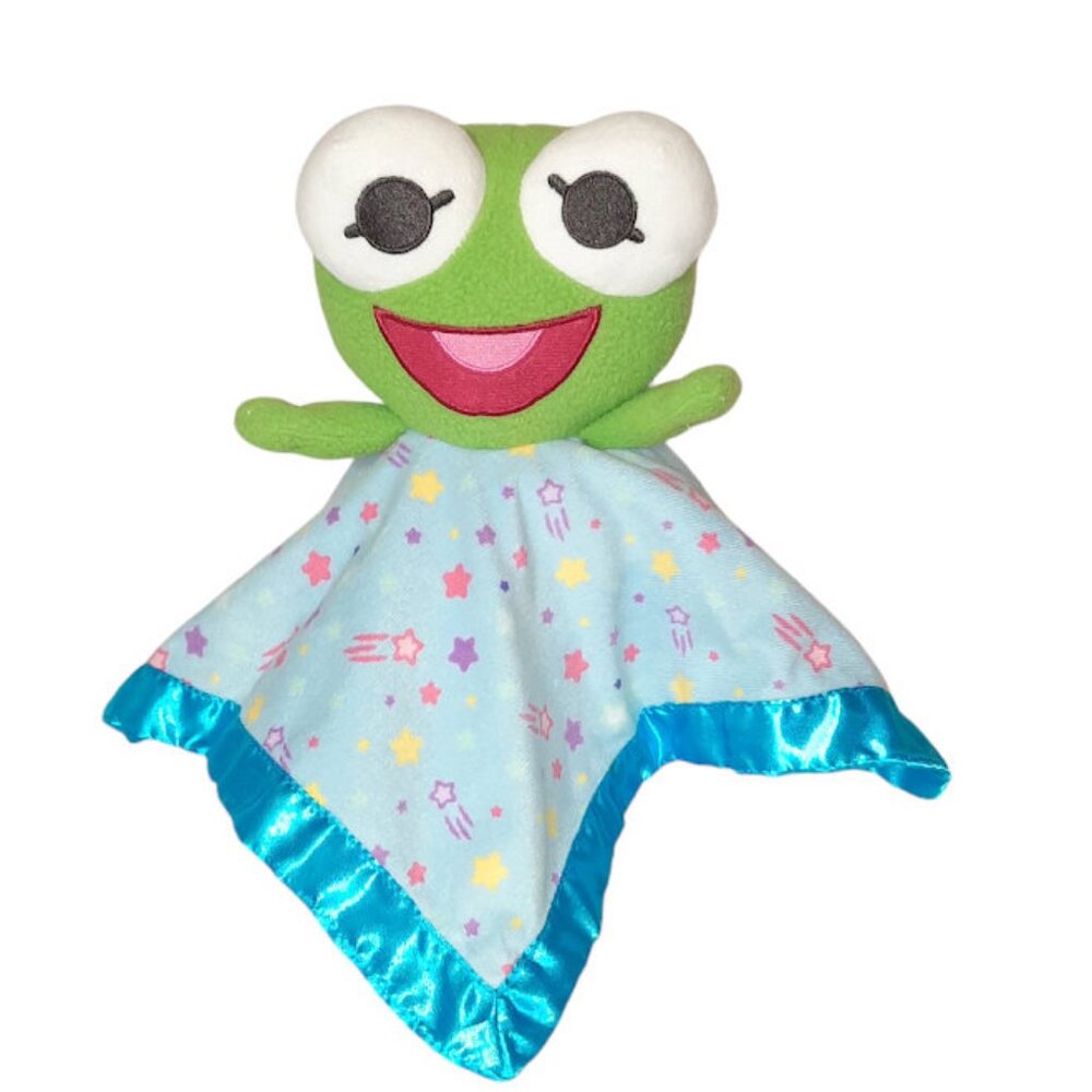 Disney Muppet Babies Kermit The Frog Rattle Lovey Security Blanket 11" X 11"